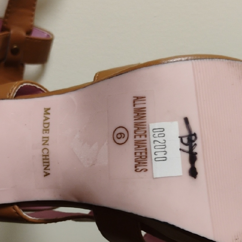 Leg Avenue Brown Gladiator Heels with Pink Lining - Picture 7 of 13
